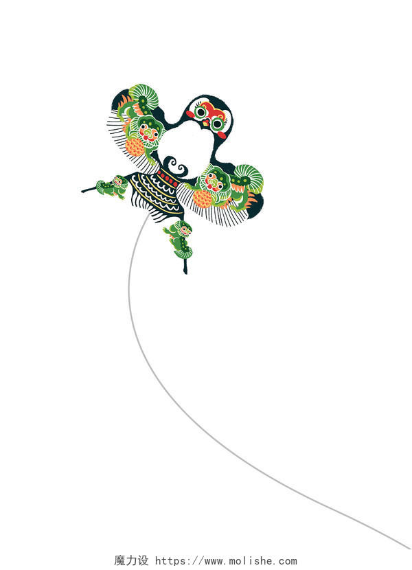 彩色手绘中国风卡通风筝春分春天春季元素PNG素材